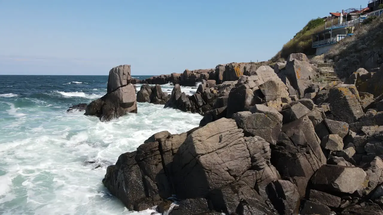 Drone footage of the rocky coast of the Bulgarian Black Sea