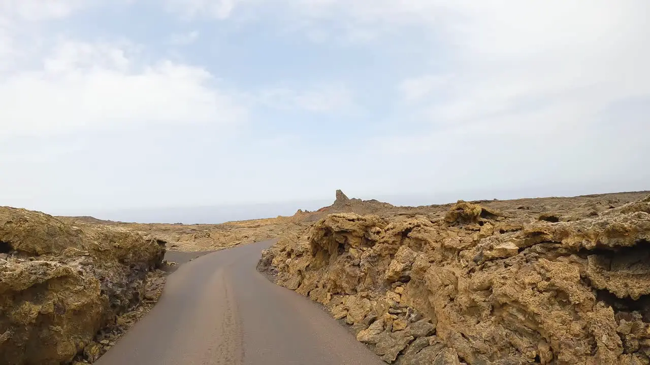 desert highway laba volcanoes timanfaya natural park in Lanzarote Spain Canary Islands