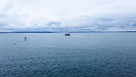 Drone Shot Flying Over Solent Approaching Old Fort