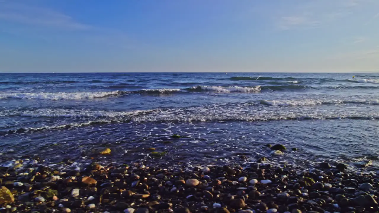 Moving sideways on a rocky beach