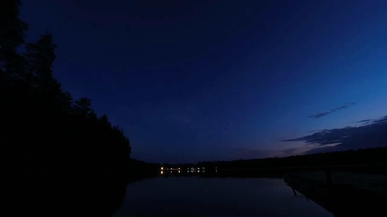 Time lapse from dusk to evening over a lake