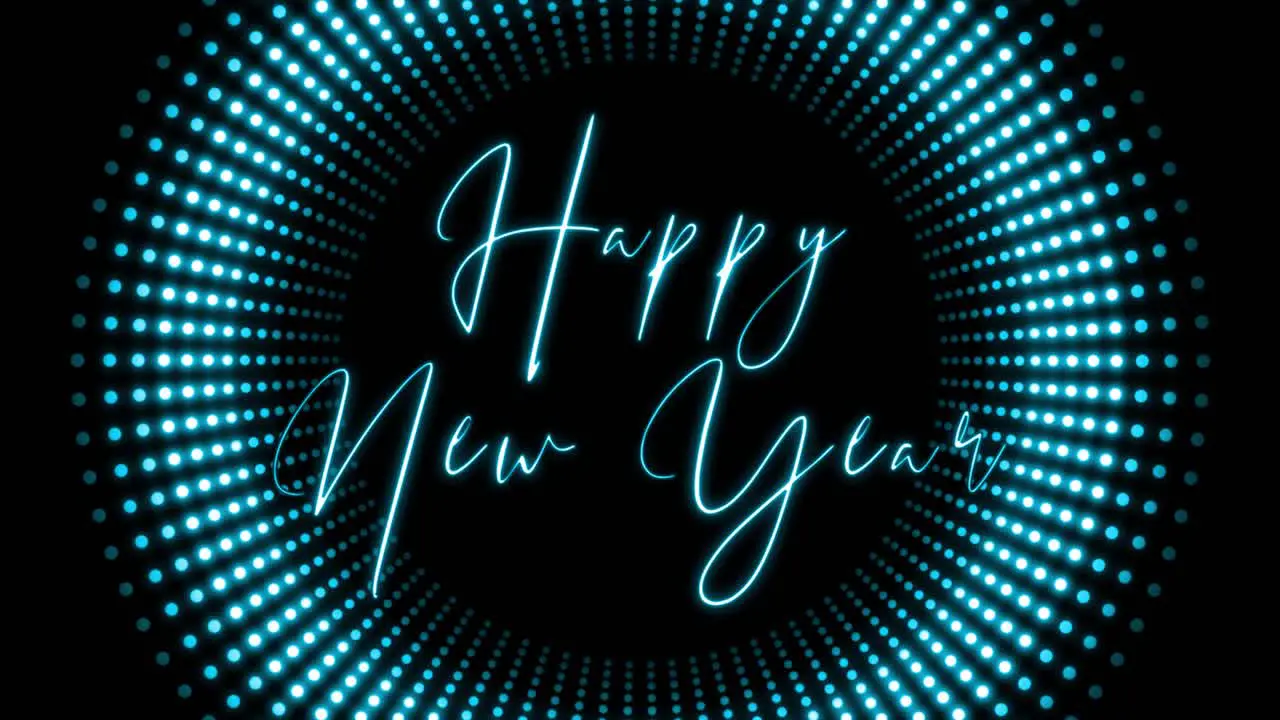 animated happy new year text and neon graphic light