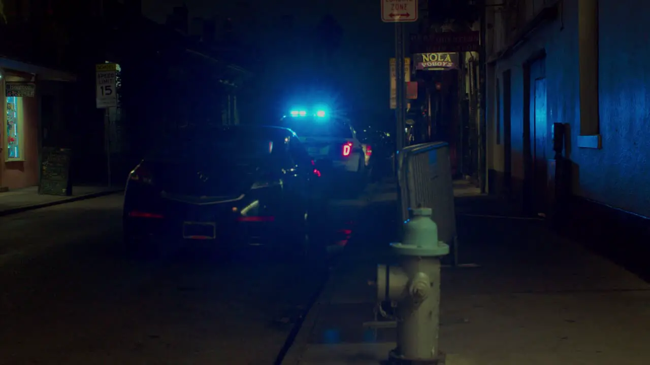 Police Car in Downtown New Orleans Siren On Night NOLA