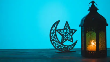 Tracking Shot of Lantern and Symbolic Star and a Crescent with Copy Space