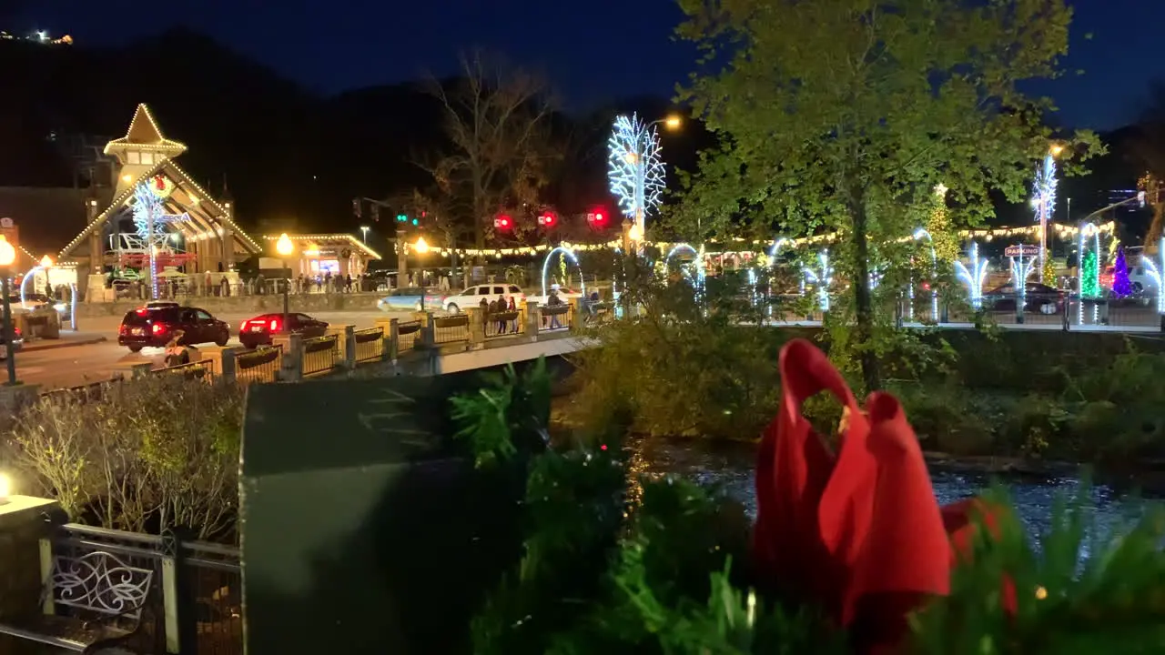 Christmas city scene with a river in the foreground