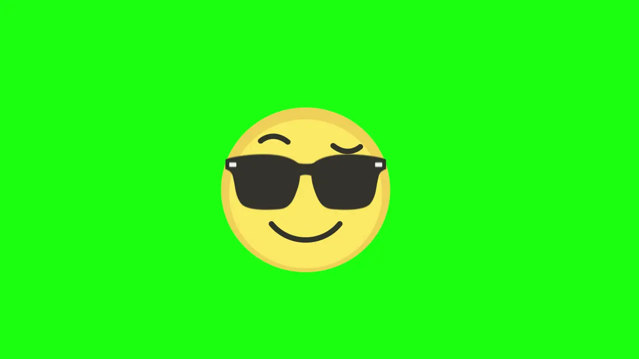 cool happy emoji in sunglasses icon smile expression loop animation with alpha channel