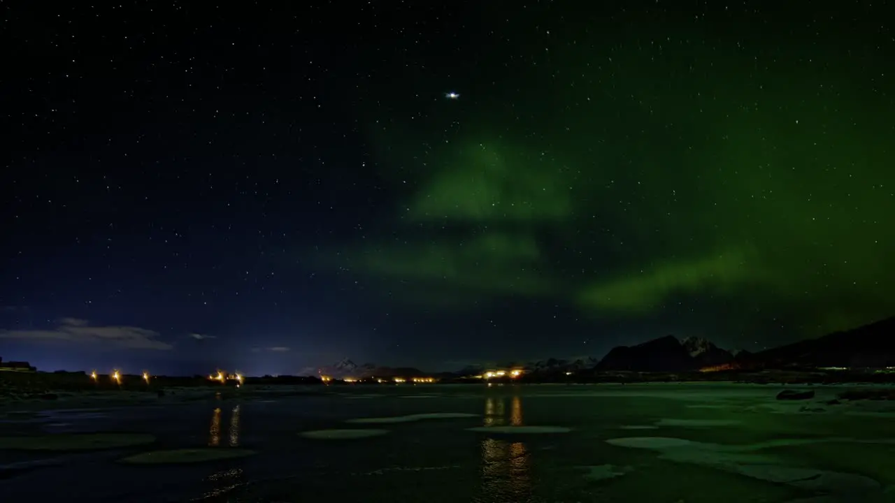 Night scene where clouds come into the frame from the left