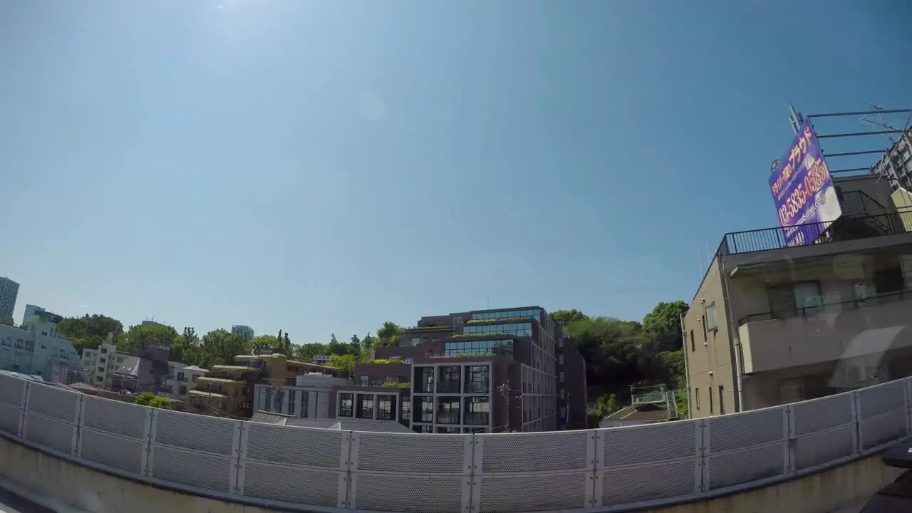 Bus tour with a go pro side view of the town passing by