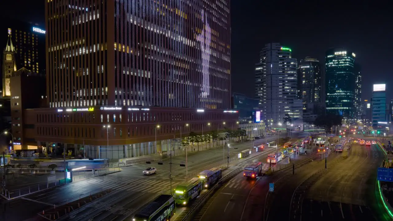 Seoul station night time-lapse of traffic