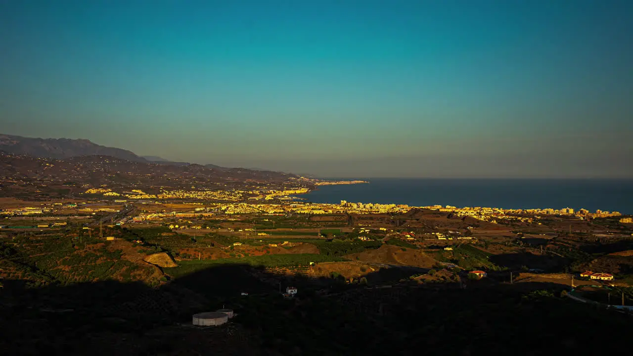 Day To Night Timelapse Over Coastline And Seascape