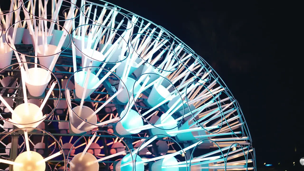 Mid Shot of Colorful Bright Glowing LED Neon Tube Light Display in Circular Quay Sydney Vivid