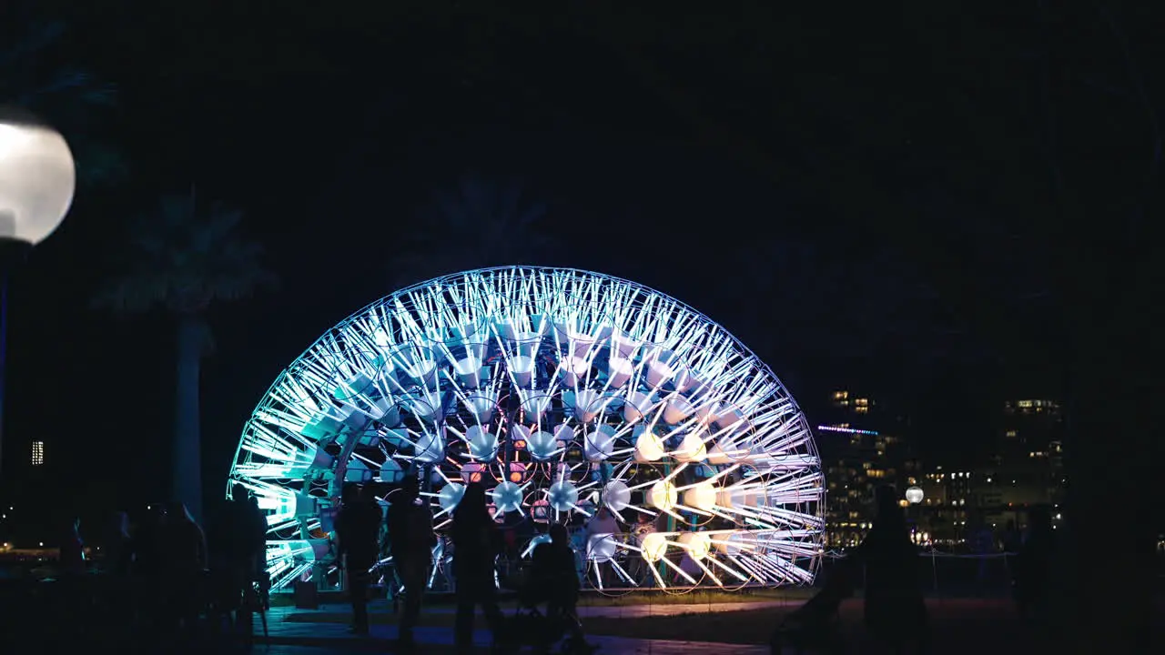 Wide Shot of LED Neon Tube Light Display for Vivid Sydney in Circular Quay