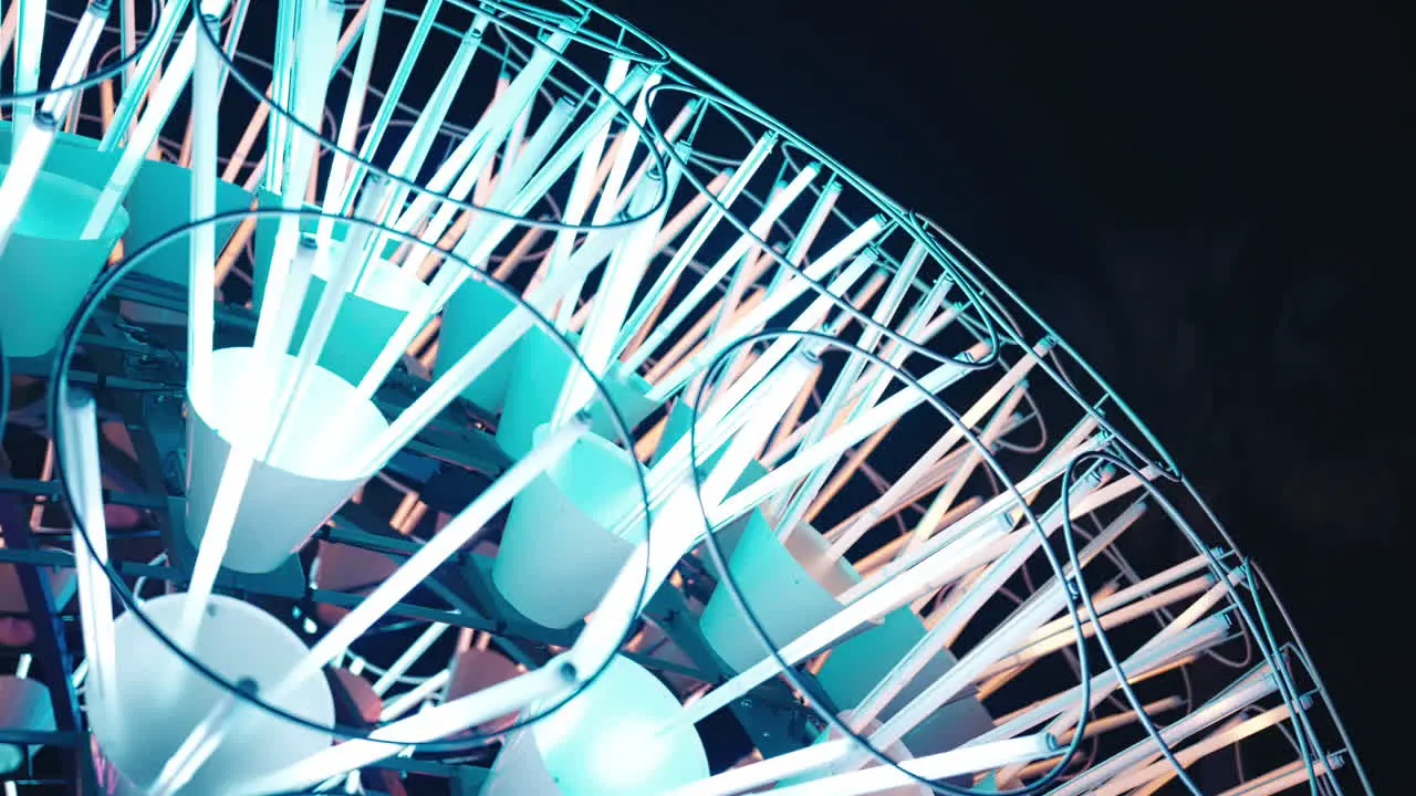 Close up of Bright and Colorful Tube Light Display in Sydney Circular Quay for Vivid in Slow Motion