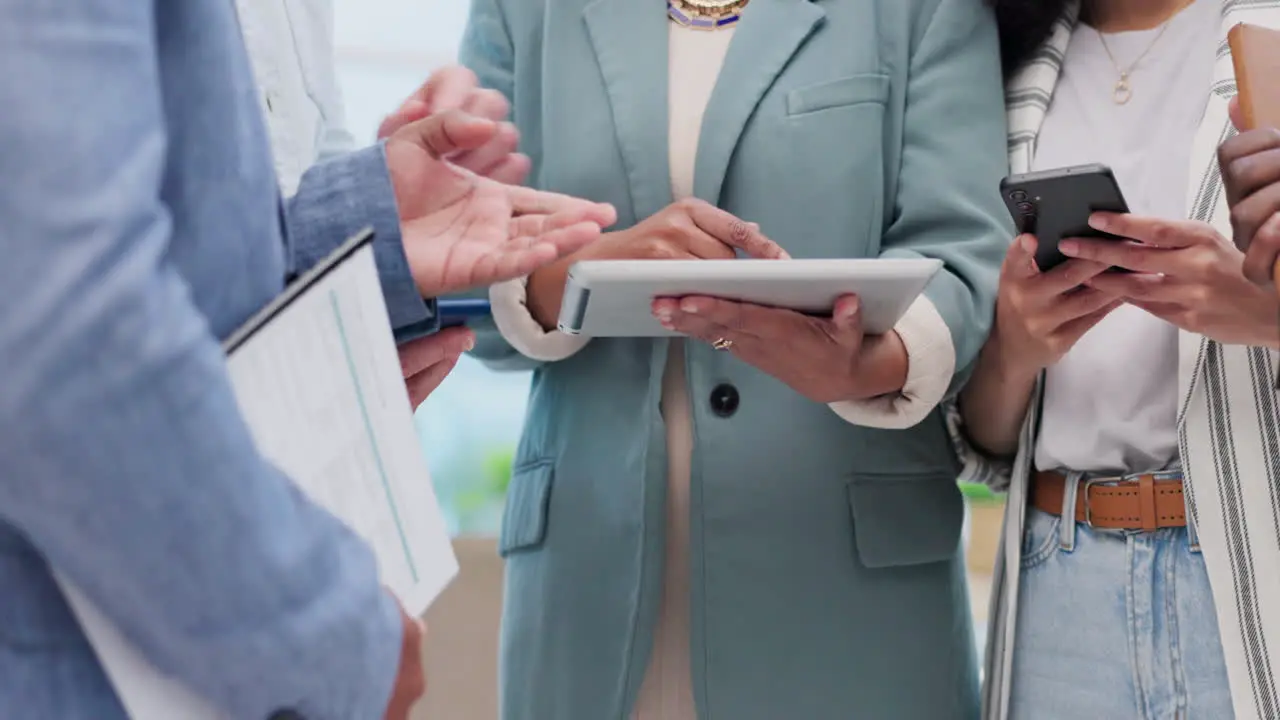 Hands pointing tablet and collaboration