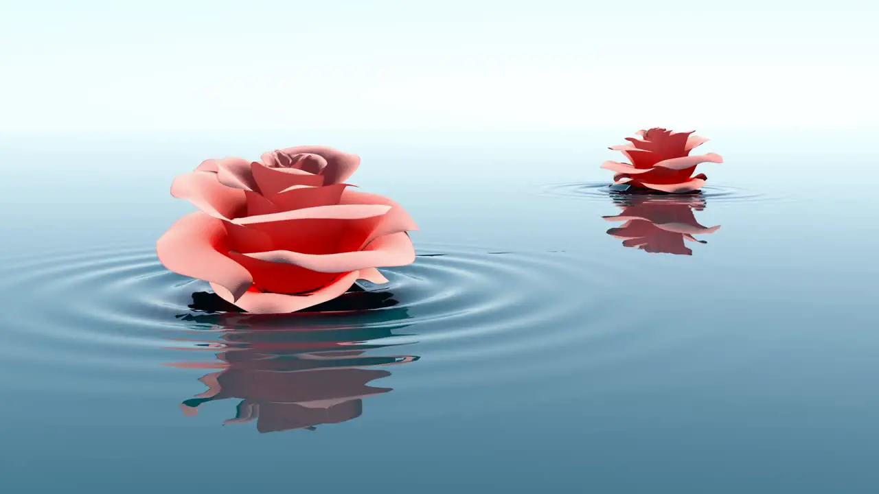 Rose In Water Rippling