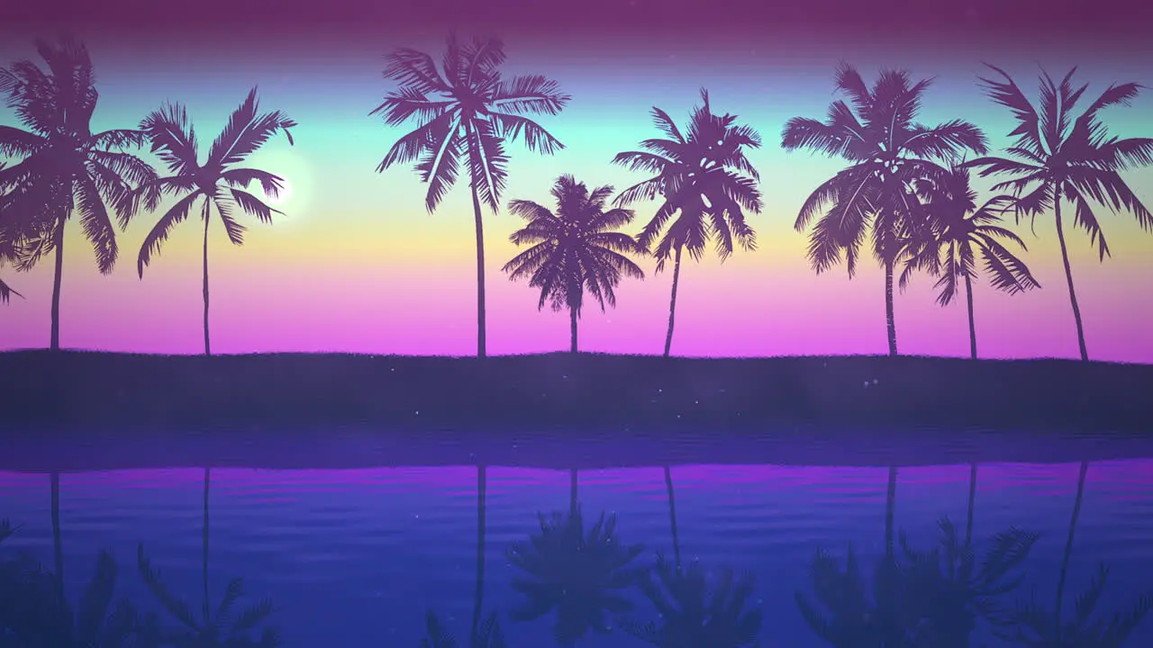 Panoramic view of tropical landscape with palm trees and sunset 27