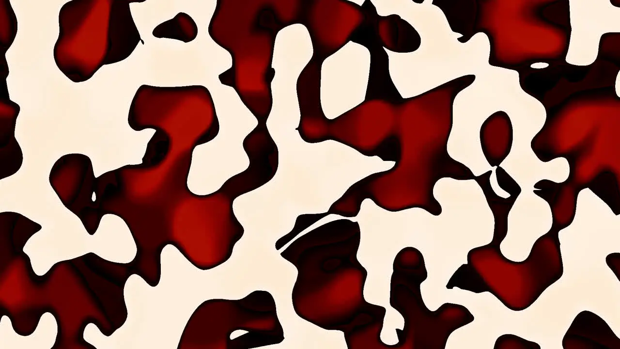 Looping animations of a white black and red camouflage like pattern with high contrast and hard edges