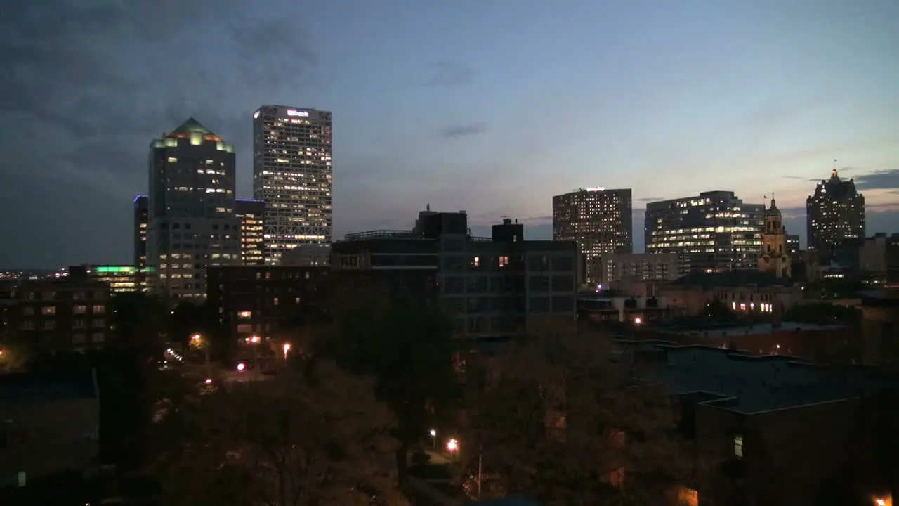 Milwaukee skyline evening