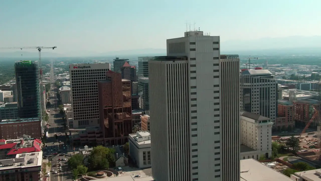 AERIAL SHOOT SALT LAKE CITY UTAH DOWNTOWN BUILDINGS