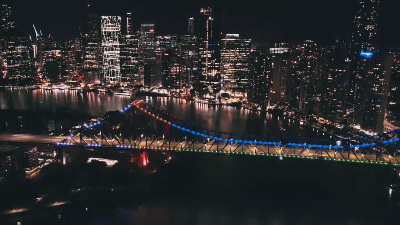 Aerial Brisbane city Timelapse at night Queensland Australia