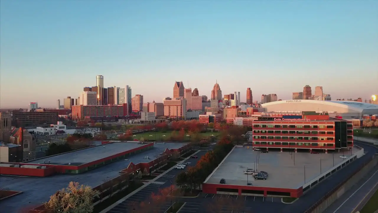 Detroit City Morning Sunrise Views of Ford Field