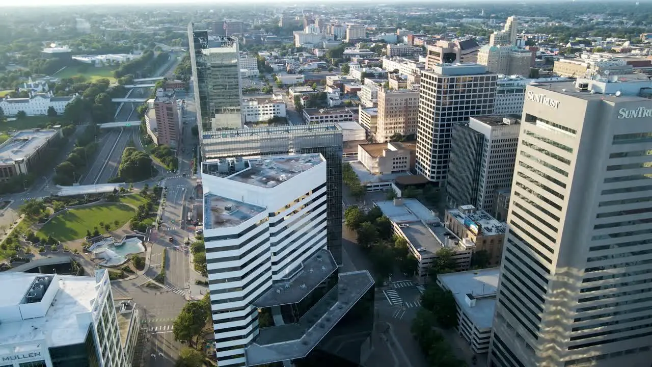 Downtown and Riverfront in Richmond Virginia | Aerial Circling View | Summer 2021