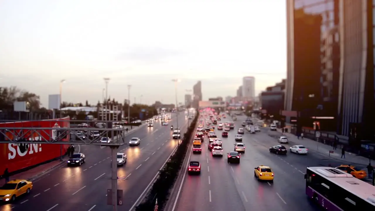 Wide Shot Time Lapse Traffic On City Road At Night