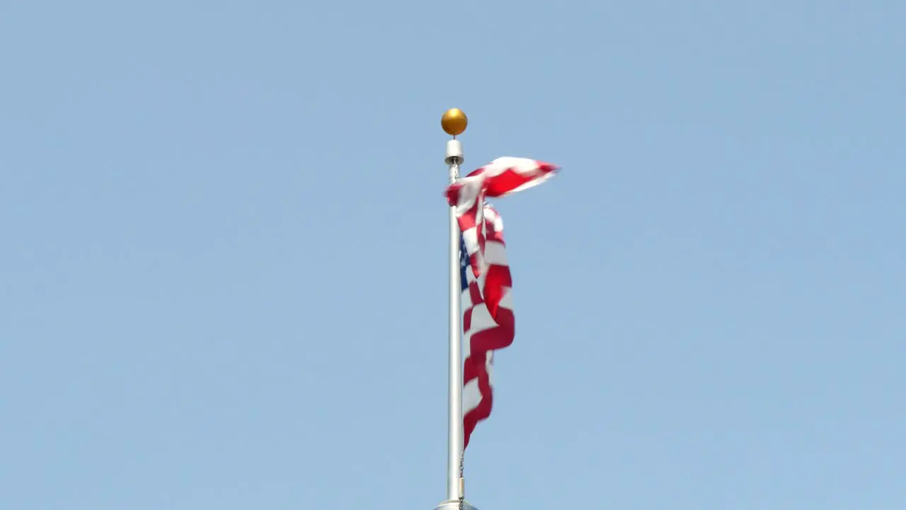 USA Flag Flying in Wind