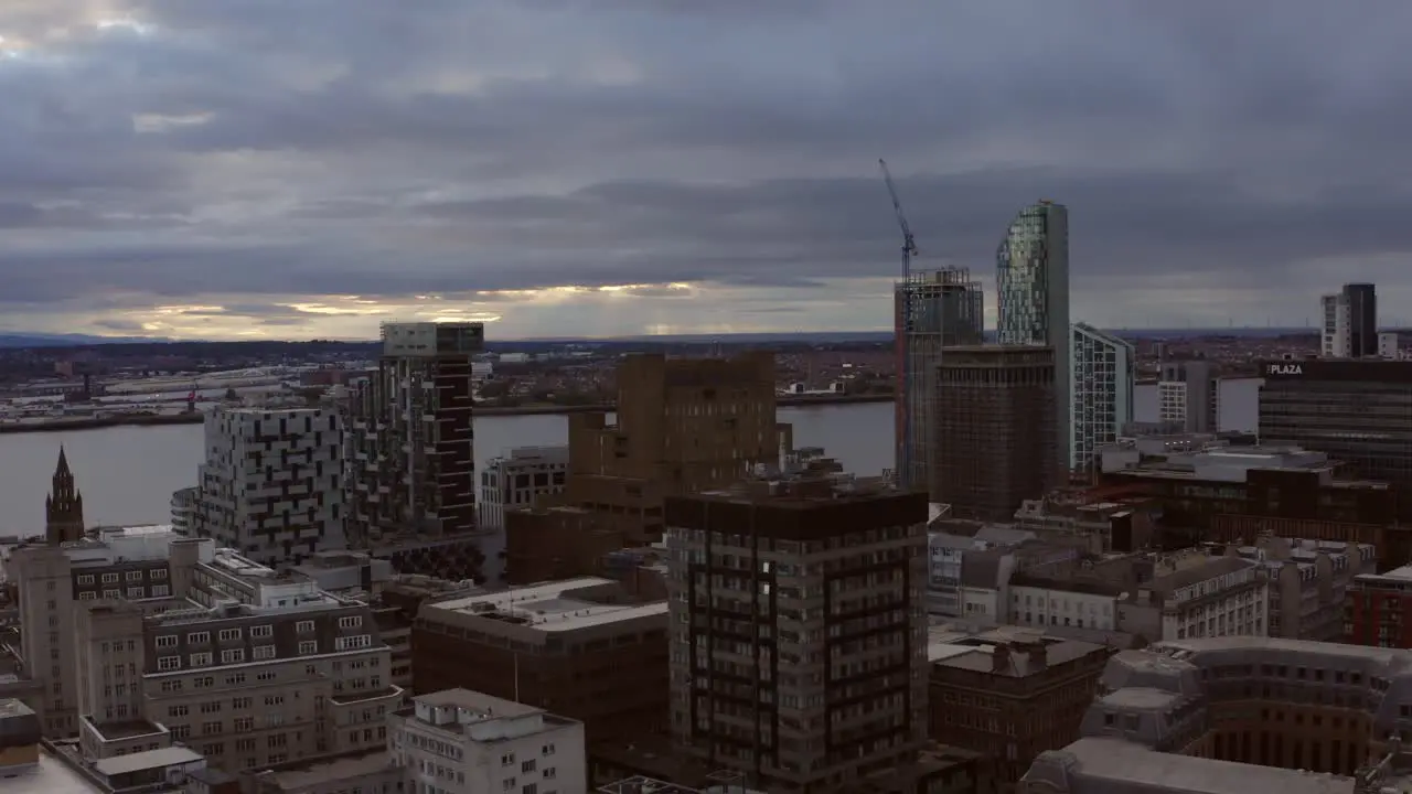 Drone Shot Orbiting Buildings In Liverpool City Centre 01