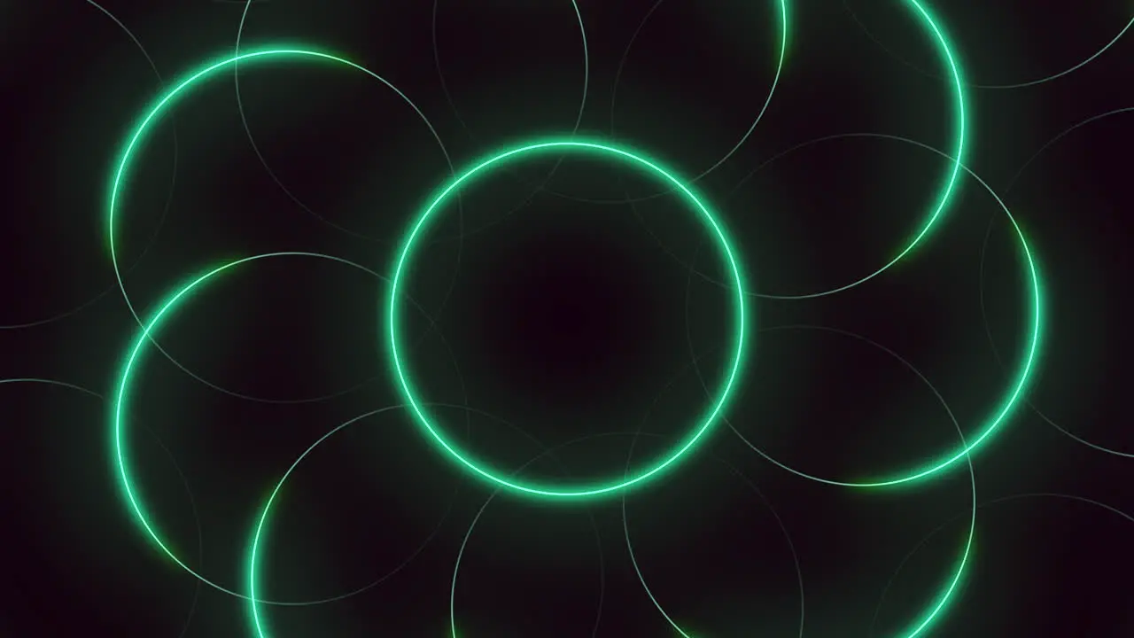 Futuristic black and green abstract design with circles and lines