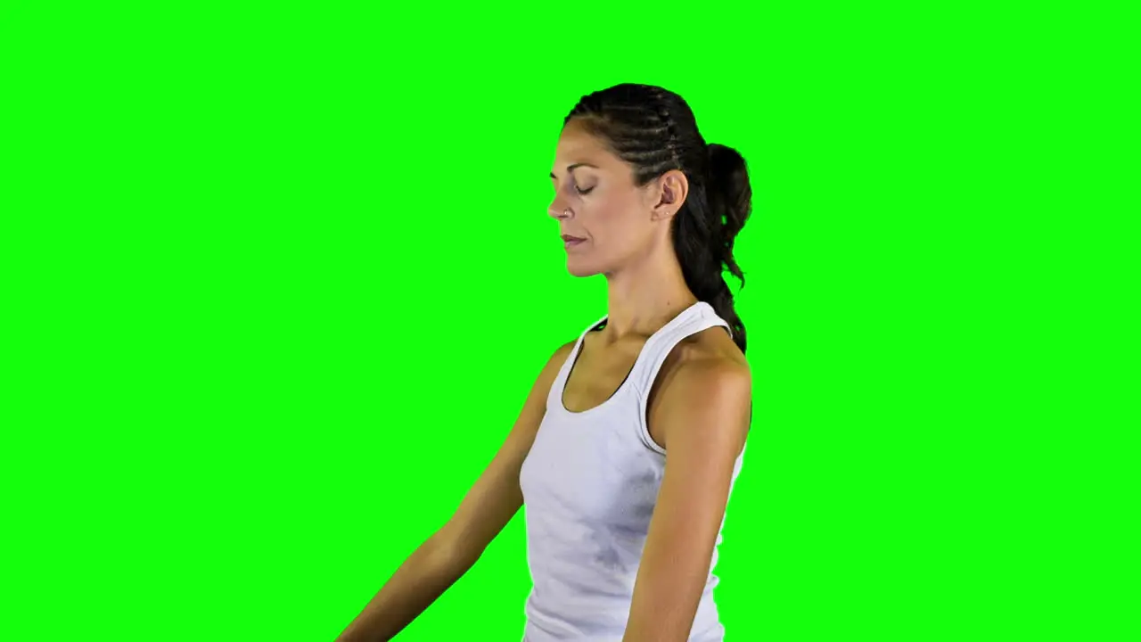 Woman Doing Yoga Green Screen 03