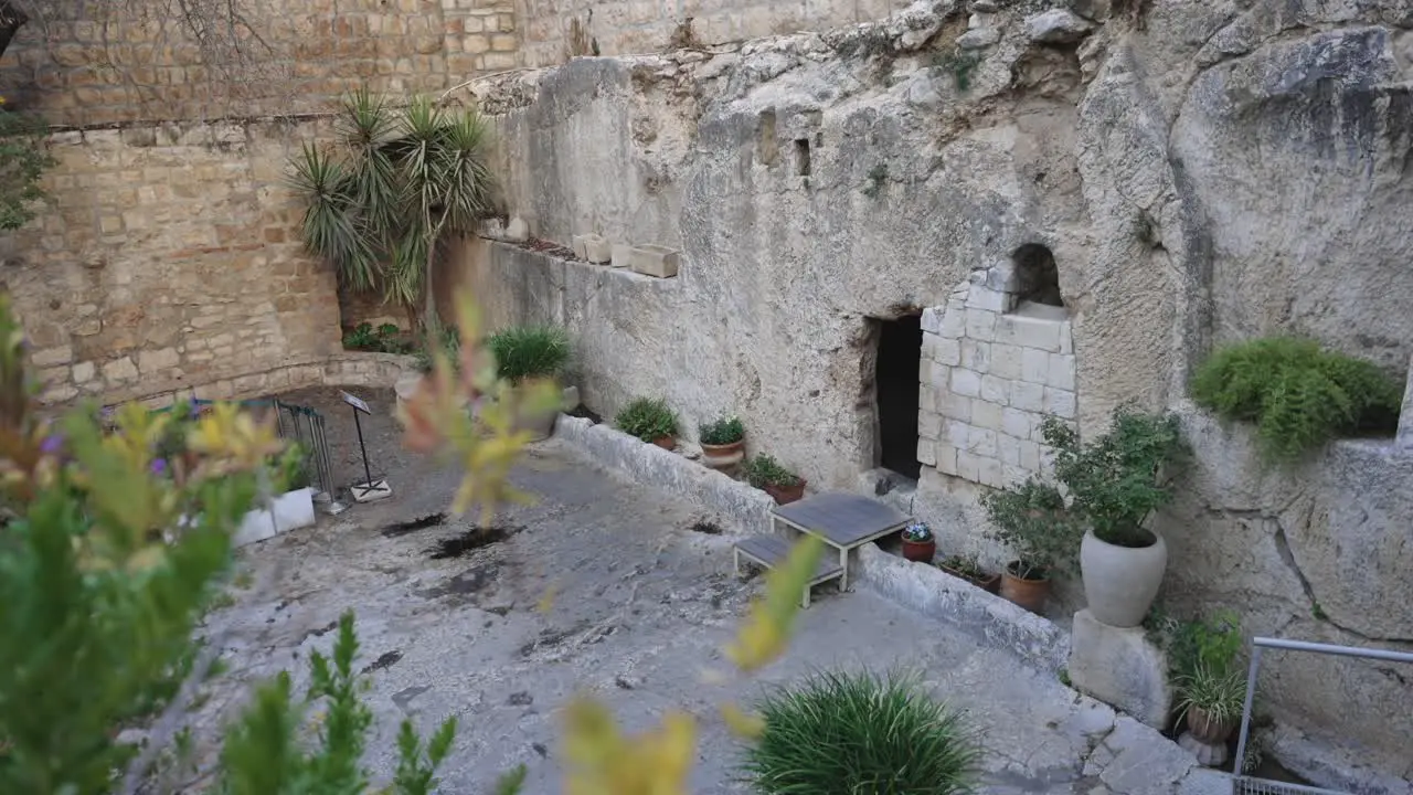 Garden Tomb Jerusalem Israel Aerial video