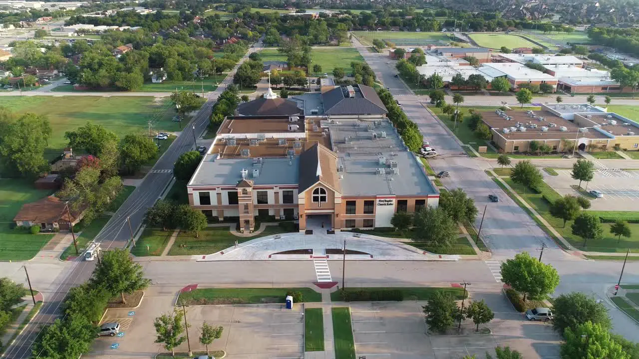 Aerial view of the first Baptist Church in Keller Texas