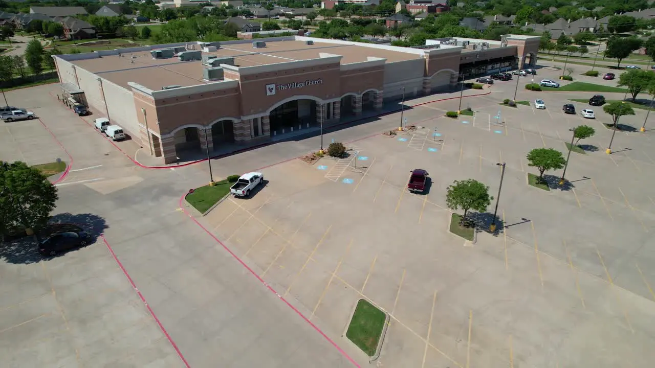 Aerial footage of The Village Church located at 2101 Justin Rd Flower Mound TX 75028