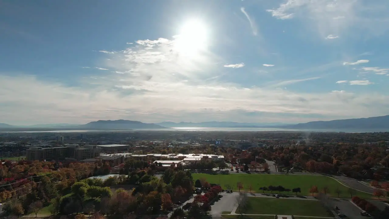 Aerial Flyby of Captain Angel Moroni Statue on Provo LDS Mormon Temple