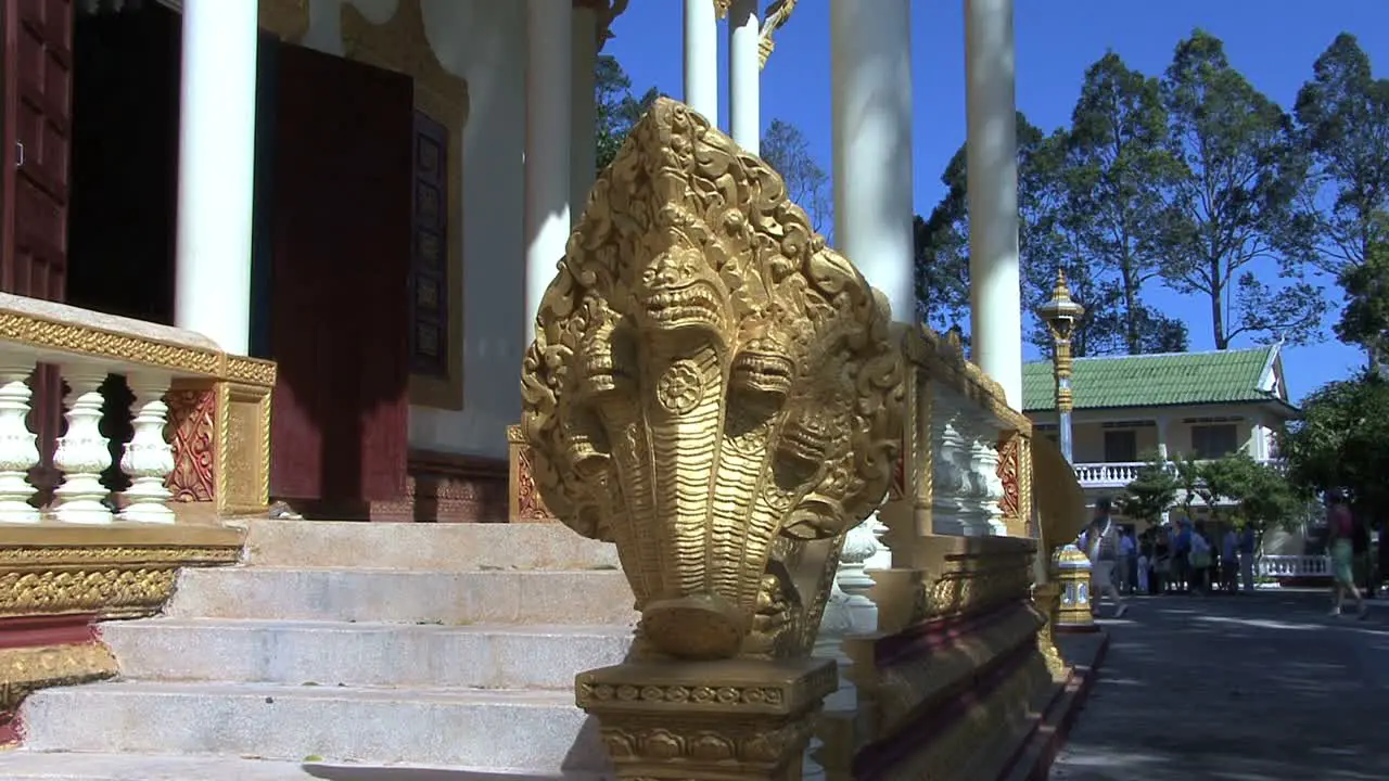 Cambodia Buddhist temple with naga