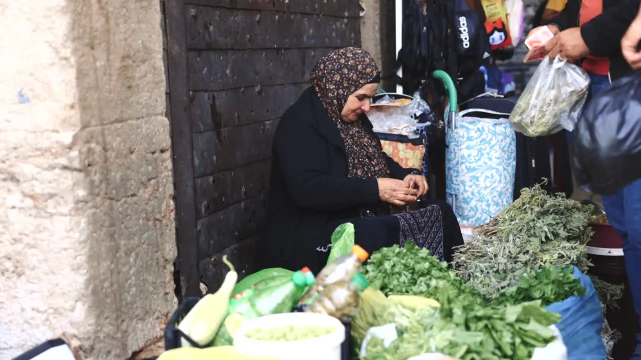 Muslim Woman At Old City Market Jerusalem