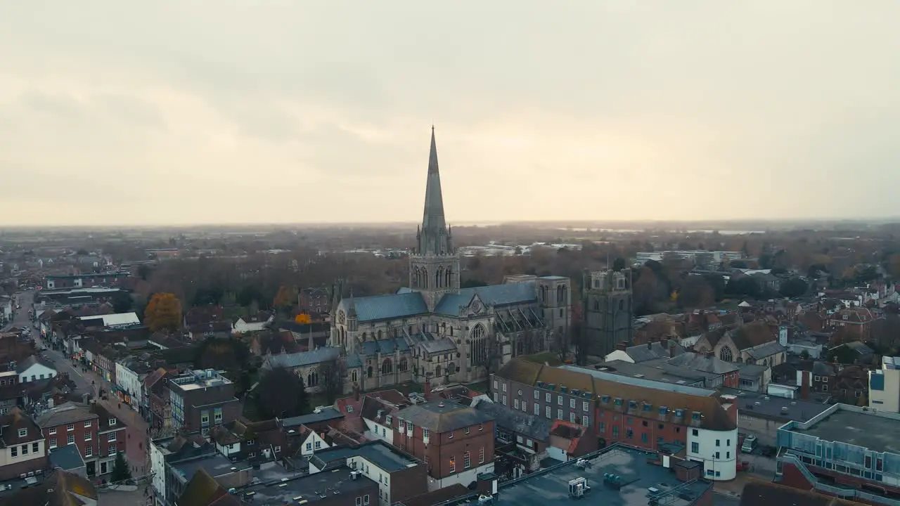 Chichester Cathedral Aerial On A Cloudy Day