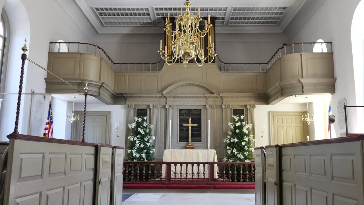 Virginia Colonial Williamsburg Church Interior Zoom