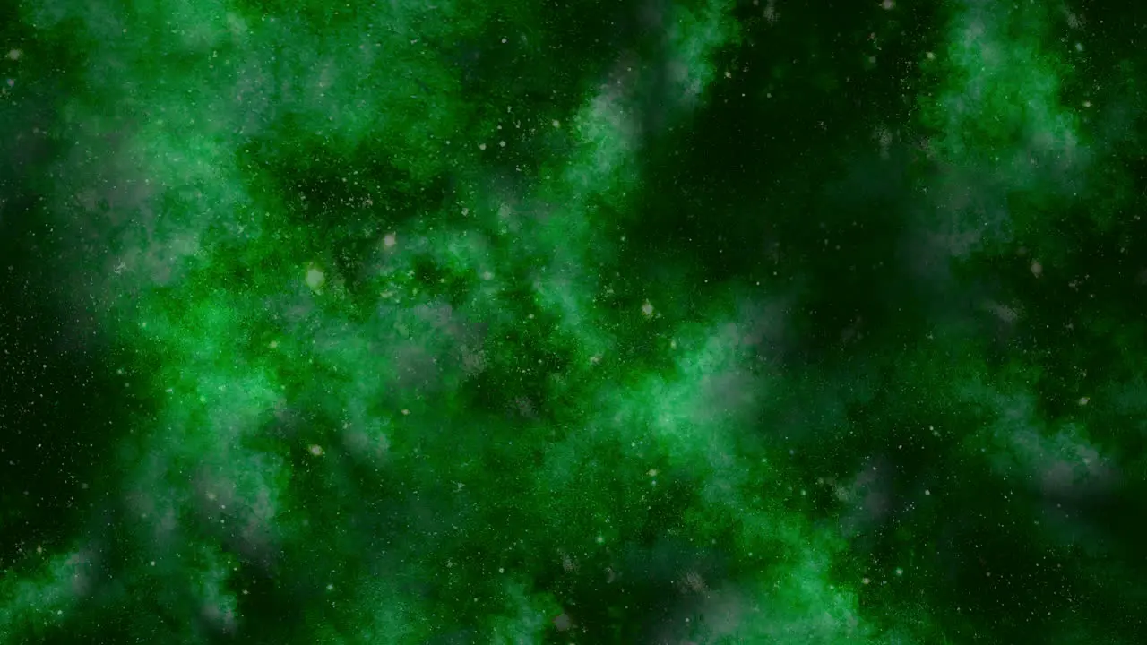 Mysterious green nebula surrounded by stars in space