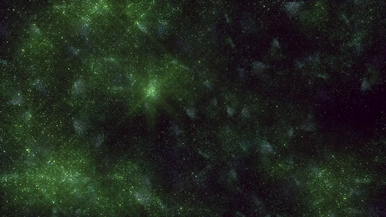 Mysterious space landscape bright green and blue stars