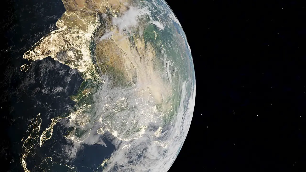 Earth from space with night lights over India 3D illustration vertical