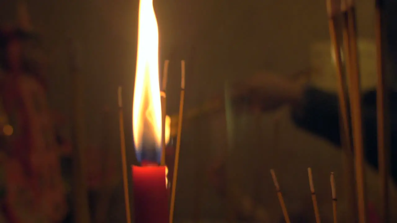 Candle Burning Hong Kong Temple