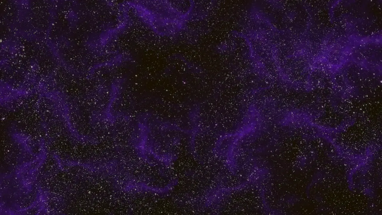 Universe with fly stars and purple clouds