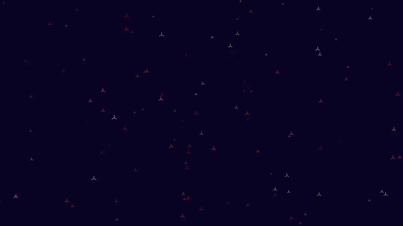 Flying futuristic neon small triangles in dark galaxy