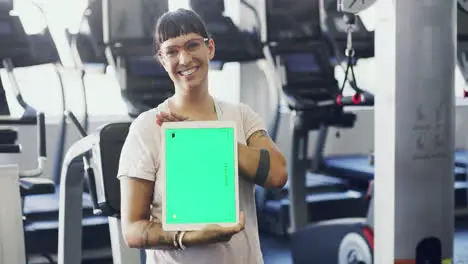 Green screen copy space or chroma key on tablet