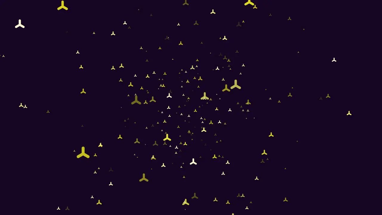 Fly futuristic small triangles shapes on dark galaxy