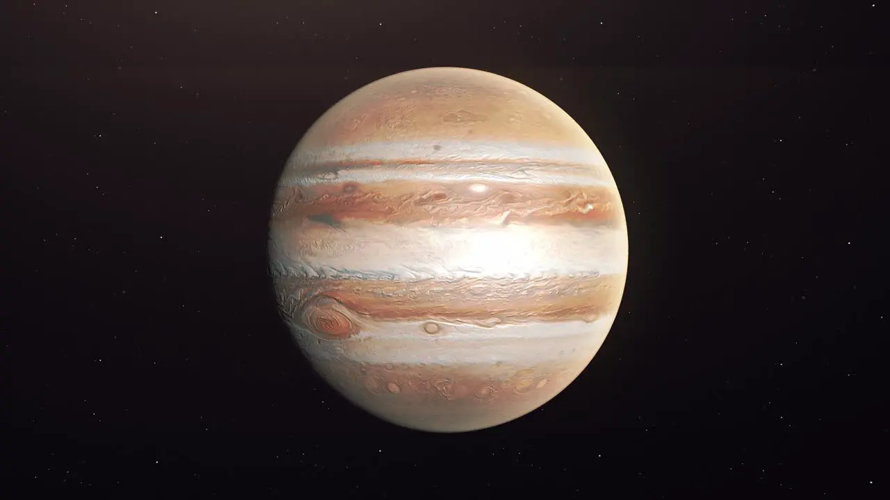 Planet Jupiter Rotating In Deep Space animation