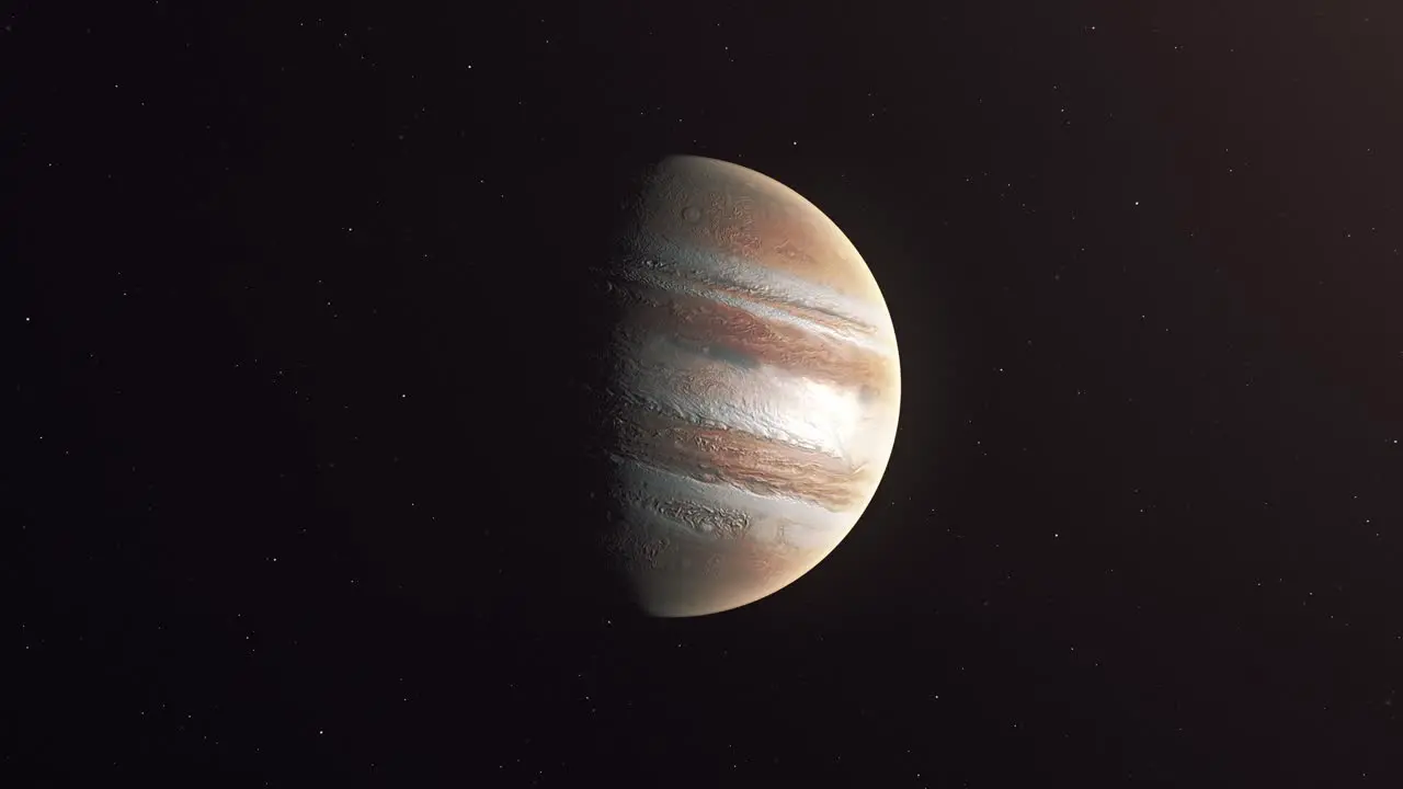 Planet Jupiter Spinning In Starry Space animation