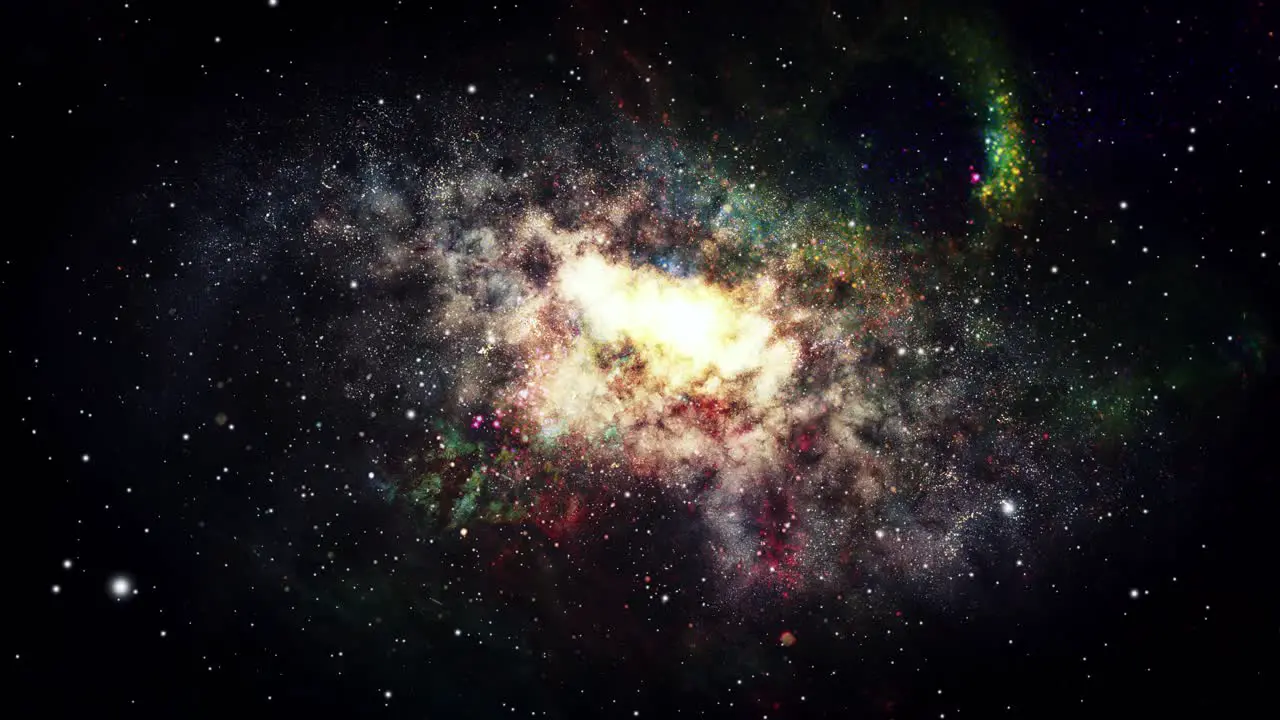 galaxy rotates in the universe with a background of nebula clouds and stars